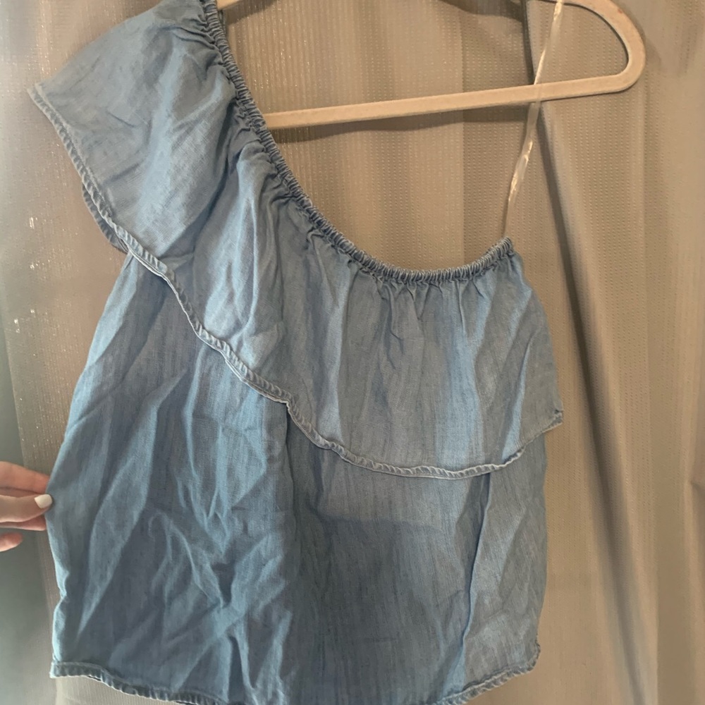One shoulder denim top!